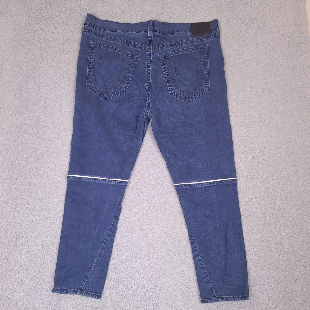 True Religion Jeans Mens 40x27 Blue‎ Marco Relaxed Tapered Reflective Stretch